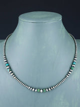 Native American Turquoise and Silver Beaded Necklace