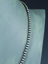 22" Navajo Jewelry Single Strand Sterling Silver Beaded Necklace