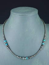 Native American Turquoise and Silver Beaded Necklace