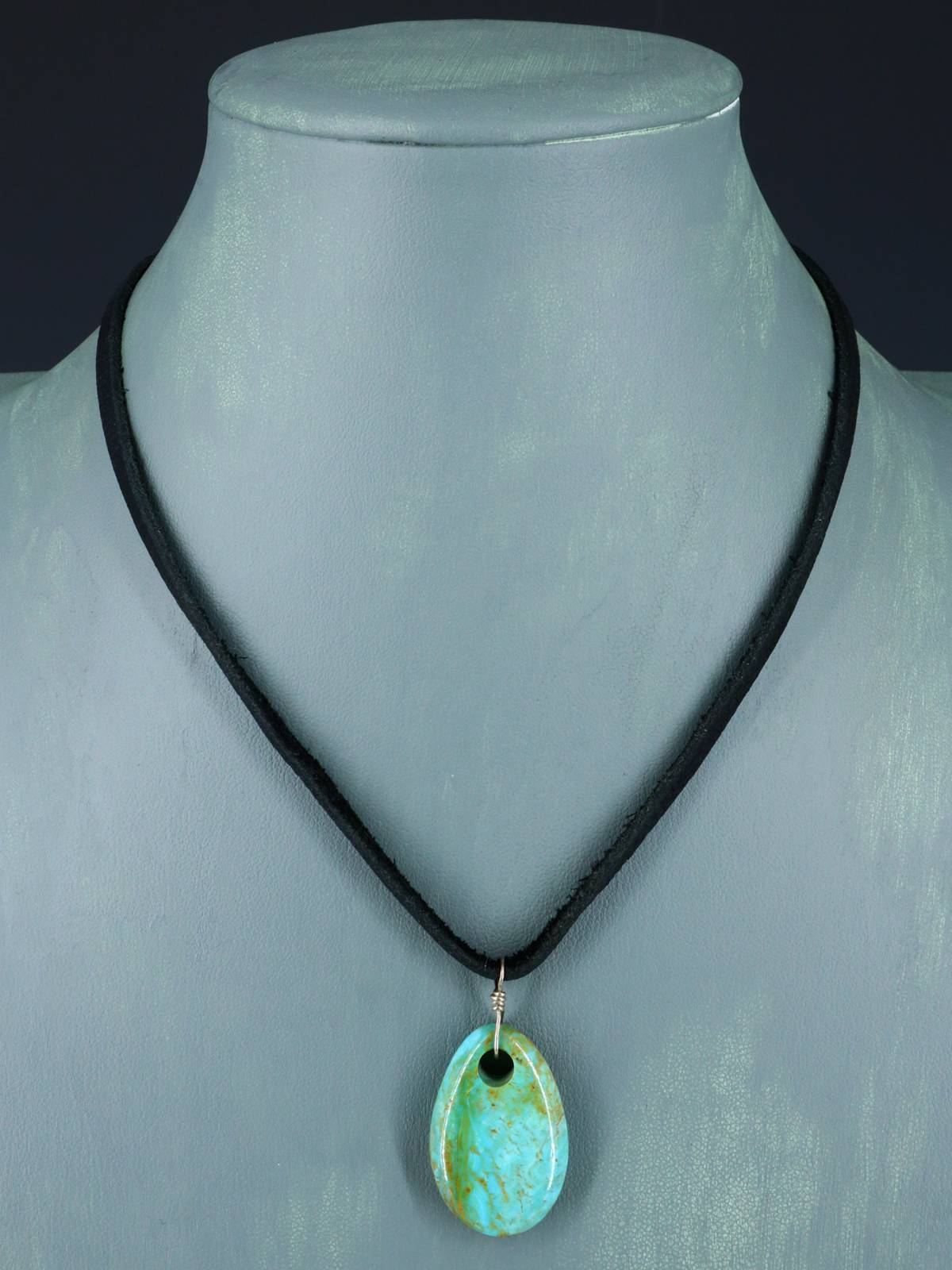 Collar de cordón de gargantilla con pestaña de lágrima turquesa
