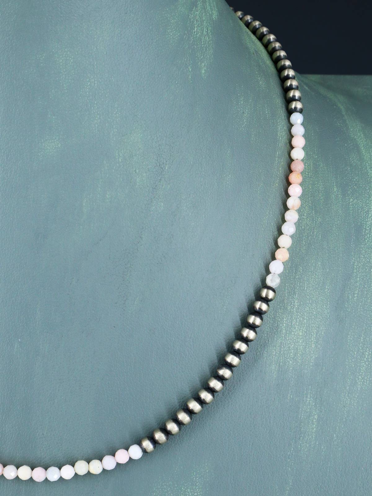 18" Navajo Jewelry Pink Conch Sterling Silver Beaded Necklace
