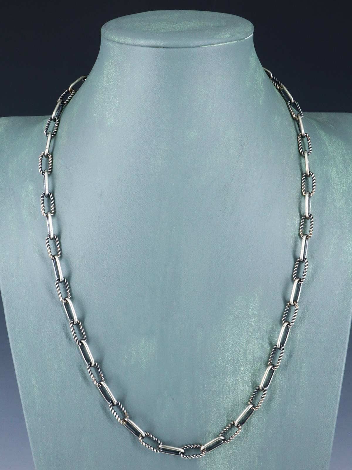 Navajo 24" Collier de chaîne à maillons en argent sterling fait à la main