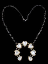 Navajo Sterling Silver Mother of Pearl Heart Naja Necklace
