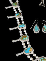 Ensemble de colliers Sonoran Gold Turquoise en argent sterling avec fleurs de courge