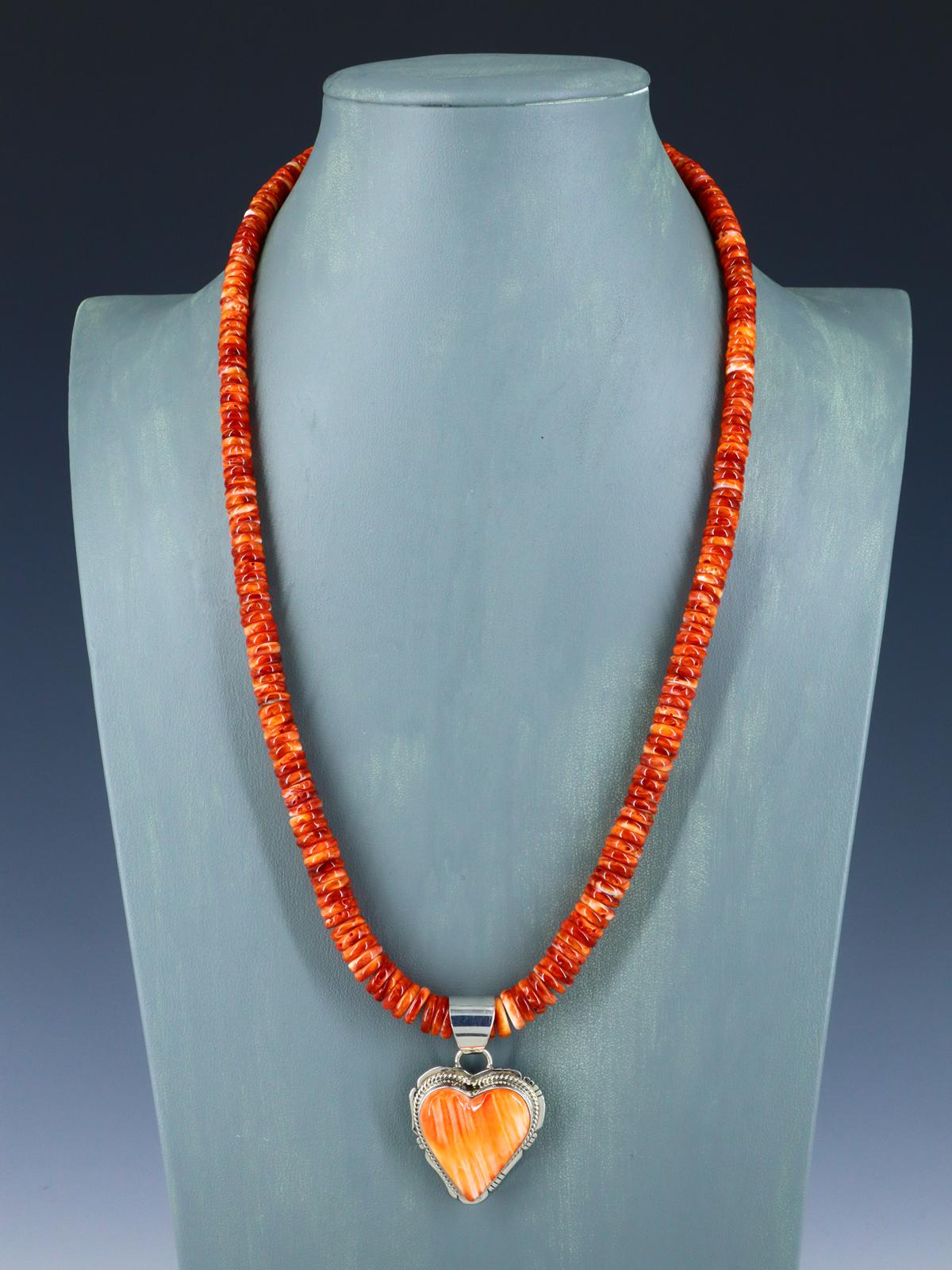 Native American Jewelry Spiny Oyster Heart Necklace - PuebloDirect.com