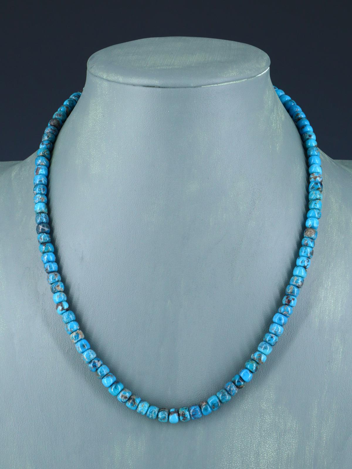 Collar de turquesa de montaña solitaria de una sola hebra de joyería nativa americana