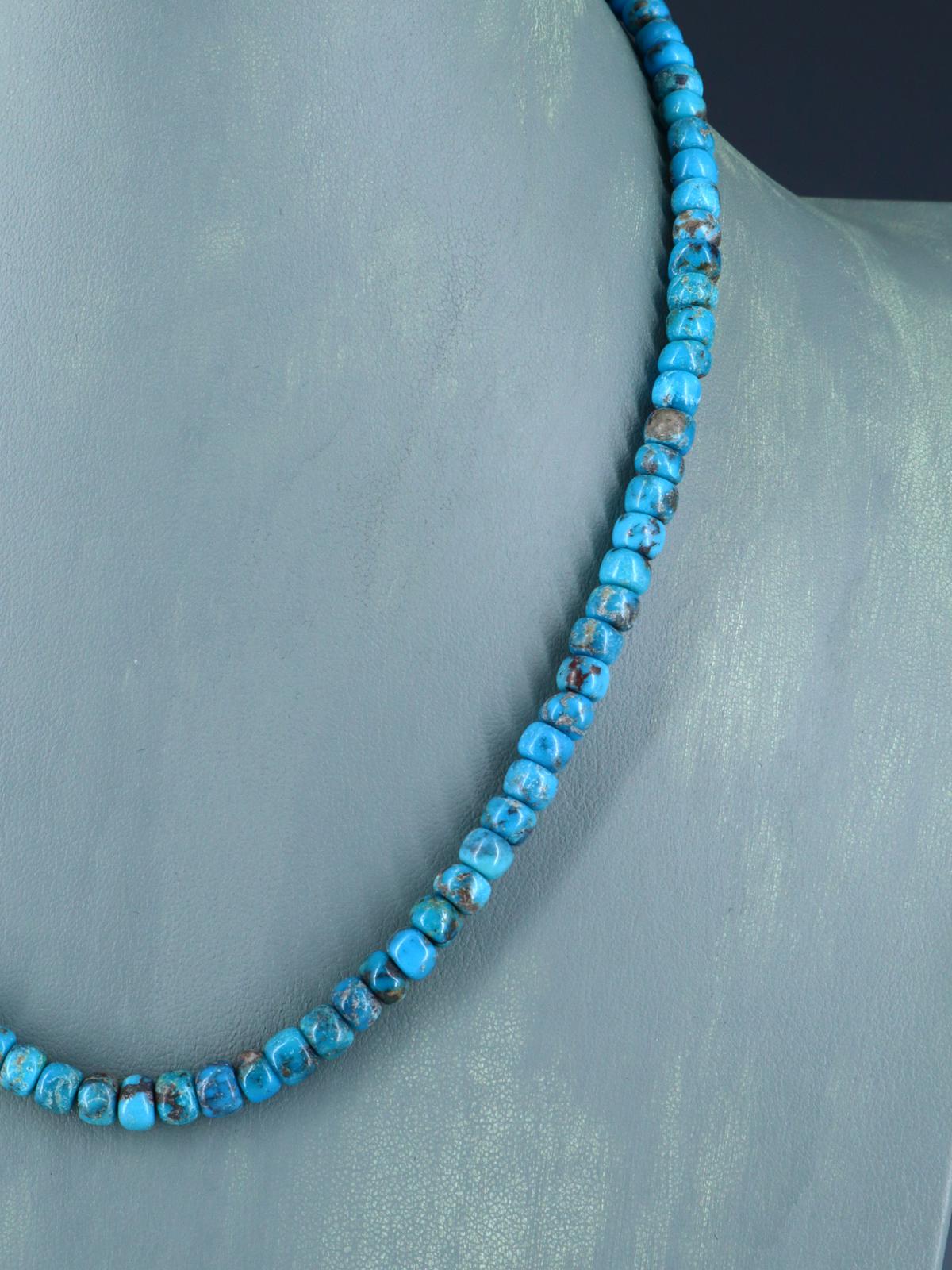 Collar de turquesa de montaña solitaria de una sola hebra de joyería nativa americana