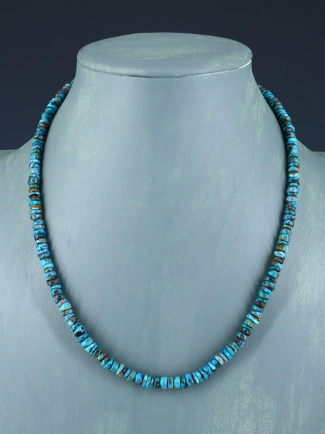 Navajo 18" Single Strand Turquoise Beaded Necklace - PuebloDirect.com