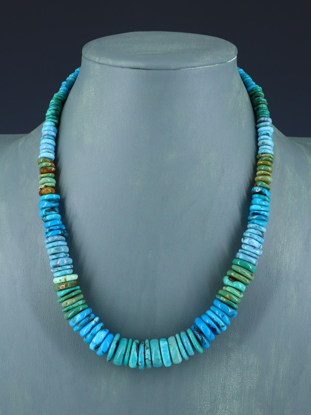 Single Strand Polychrome Graduated Turquoise Necklace - PuebloDirect.com