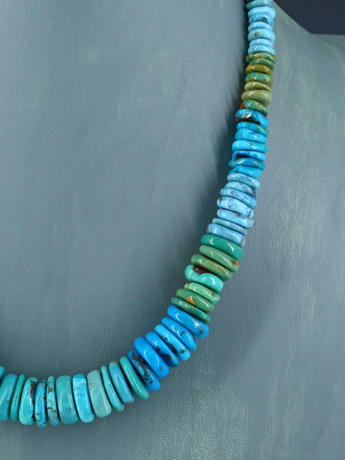 Single Strand Polychrome Graduated Turquoise Necklace - PuebloDirect.com