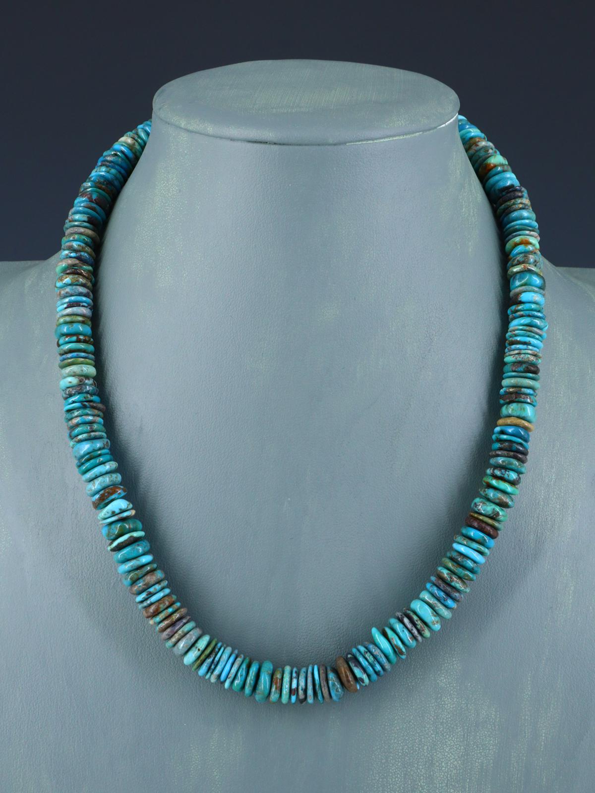 18" Navajo Single Strand Green Turquoise Necklace - PuebloDirect.com