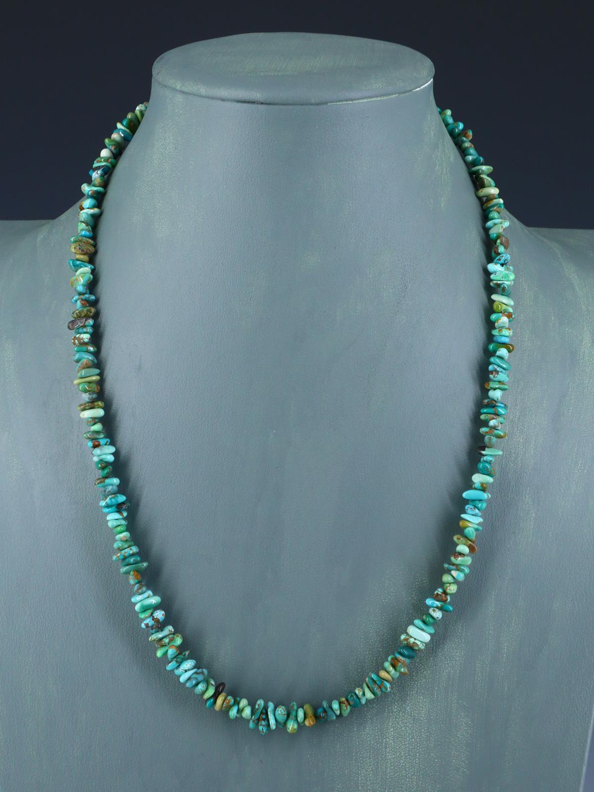 20" Single Strand Natural Carico Lake Turquoise Necklace - PuebloDirect.com