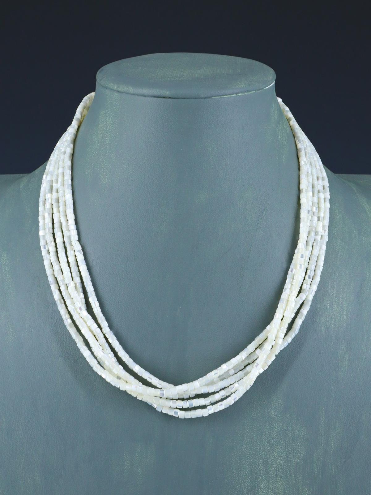 Native American Five Strand Mother of Pearl Necklace - PuebloDirect.com