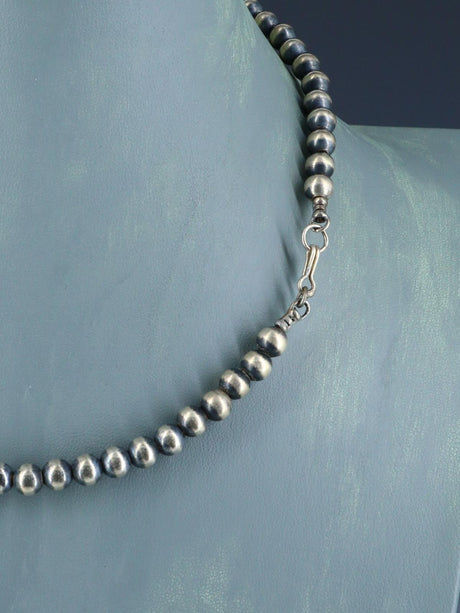 Navajo Jewelry Single Strand Sterling Silver Beaded Necklace