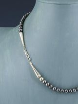 Navajo Jewelry Single Strand Sterling Silver Beaded Necklace
