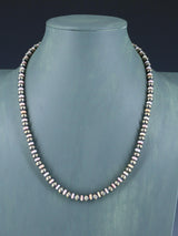 20" Navajo Jewelry Pink Conch Sterling Silver Beaded Necklace