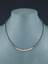 16" Navajo Jewelry Pink Conch Sterling Silver Beaded Necklace