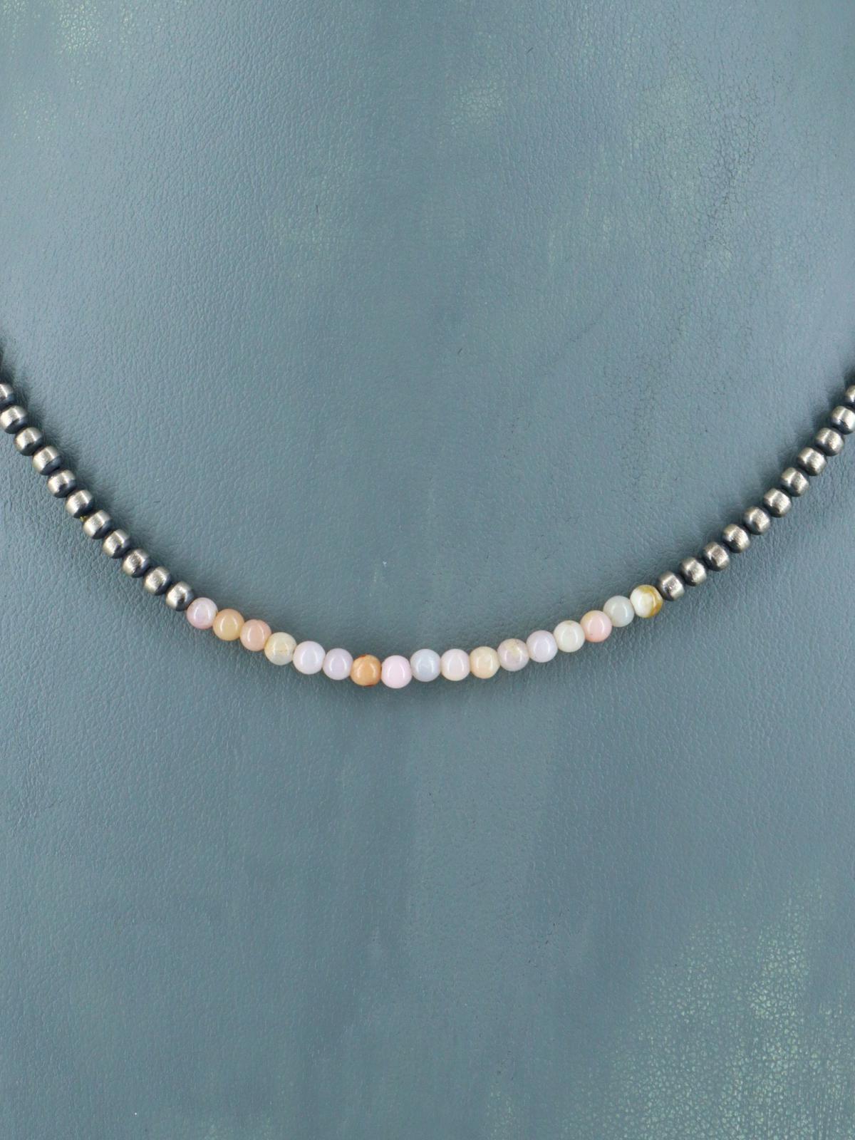 16" Navajo Jewelry Pink Conch Sterling Silver Beaded Necklace