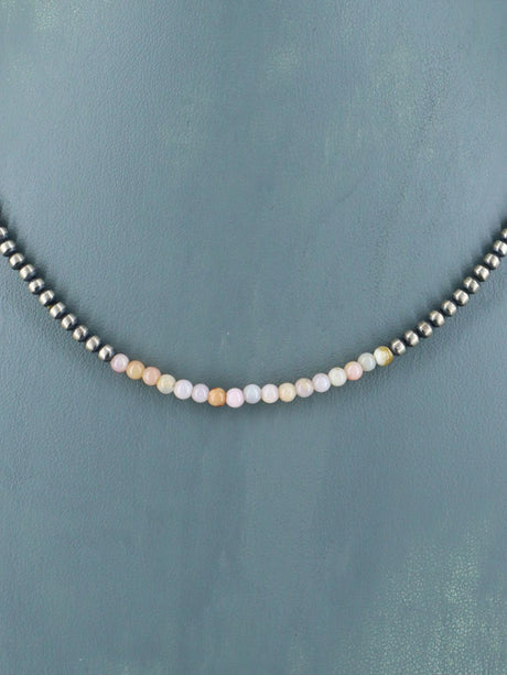 16" Navajo Jewelry Pink Conch Sterling Silver Beaded Necklace