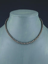 Navajo Jewelry Single Strand Sterling Silver Beaded Choker Necklace - PuebloDirect.com