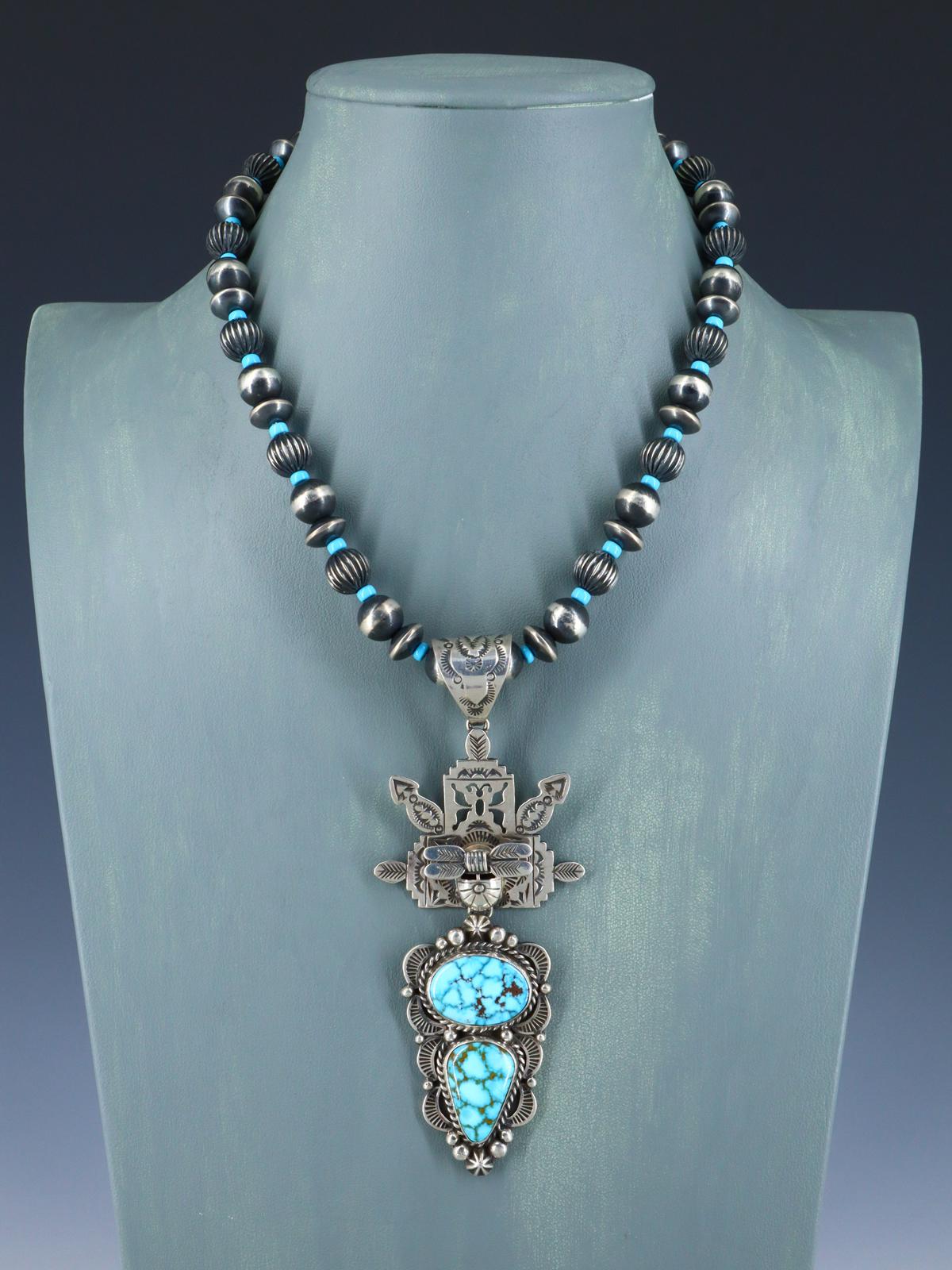 Colgante Nativo Americano de Plata de Ley Natural Royston Turquesa Kachina