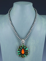 Pendentif amérindien Royston Turquoise avec collier de perles