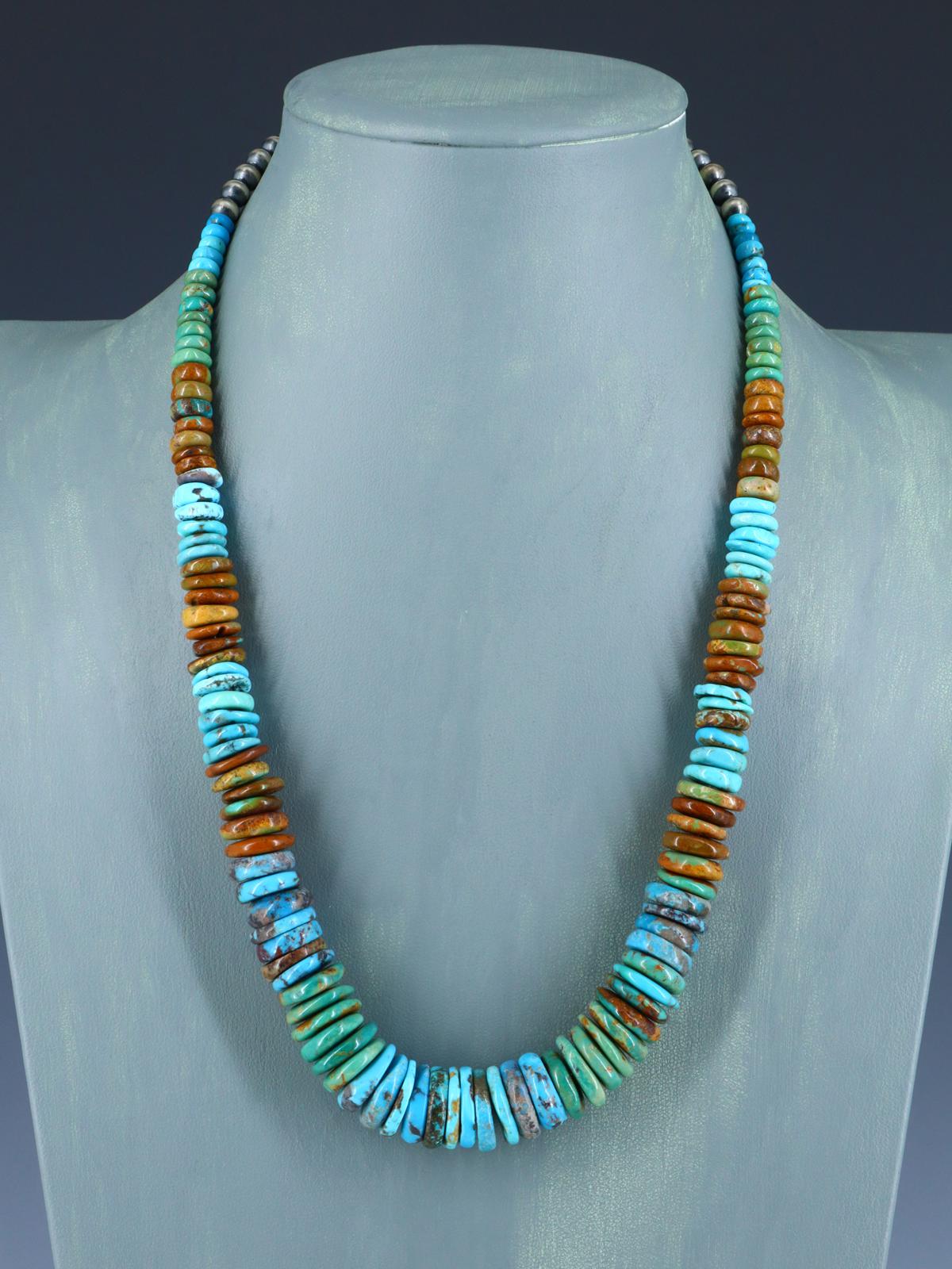 Collar de turquesa de una sola hebra de joyería india nativa americana de 18"