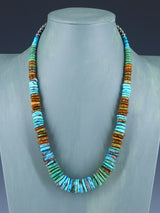 Collar de turquesa de una sola hebra de joyería india nativa americana de 18"