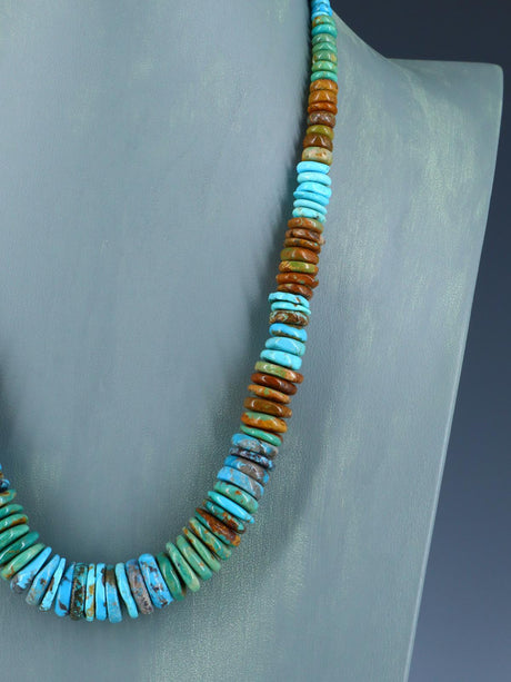 Collar de turquesa de una sola hebra de joyería india nativa americana de 18"