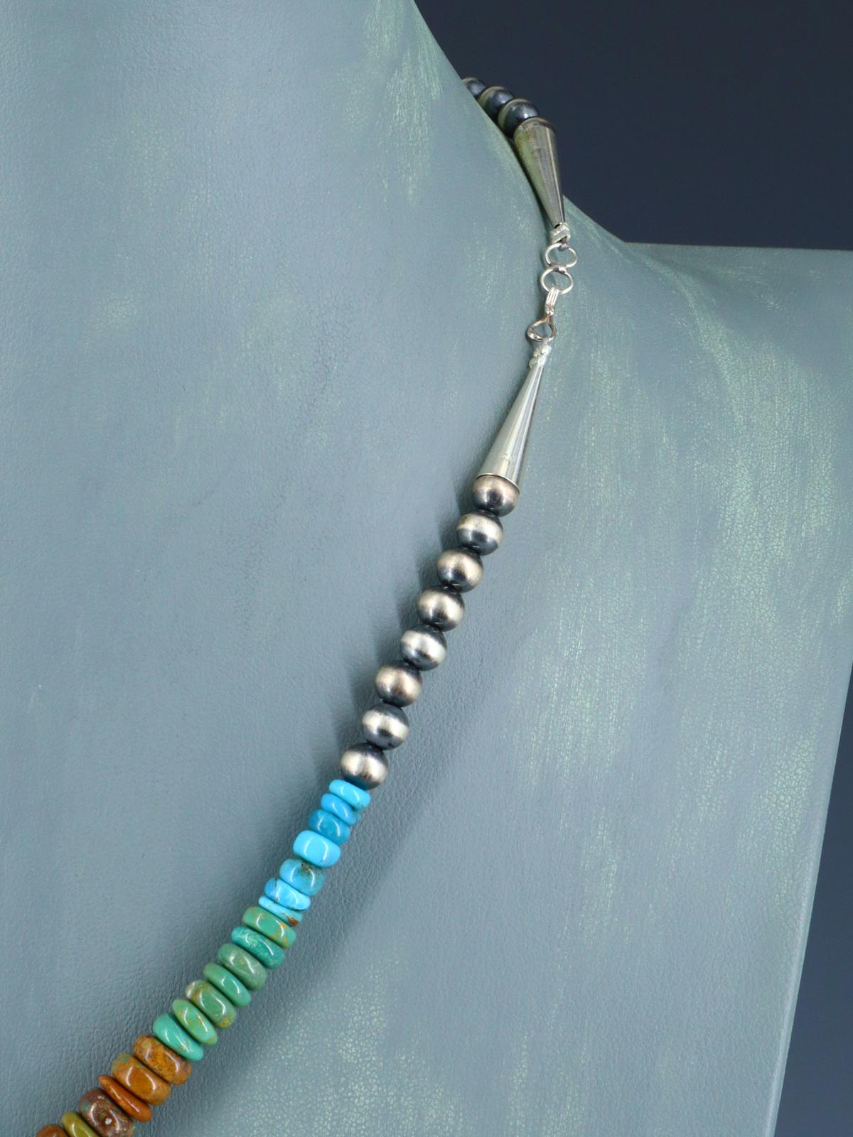 Collar de turquesa de una sola hebra de joyería india nativa americana de 18"