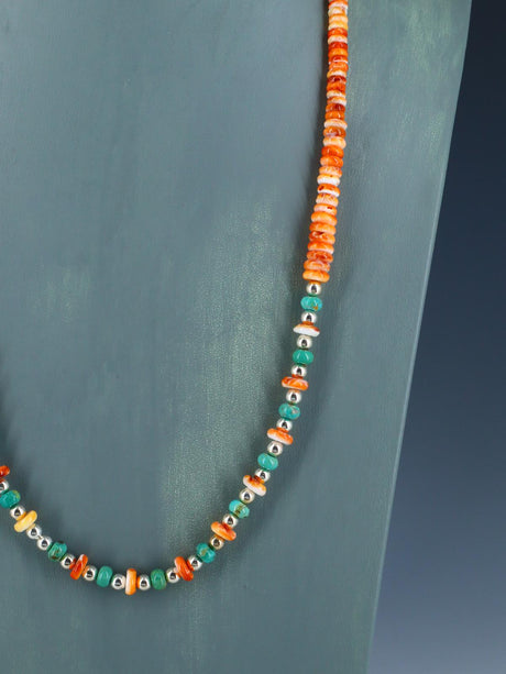 Collar Navajo de una sola hebra de color turquesa