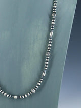 Collar de cuentas de plata de ley de nativos americanos de 24"