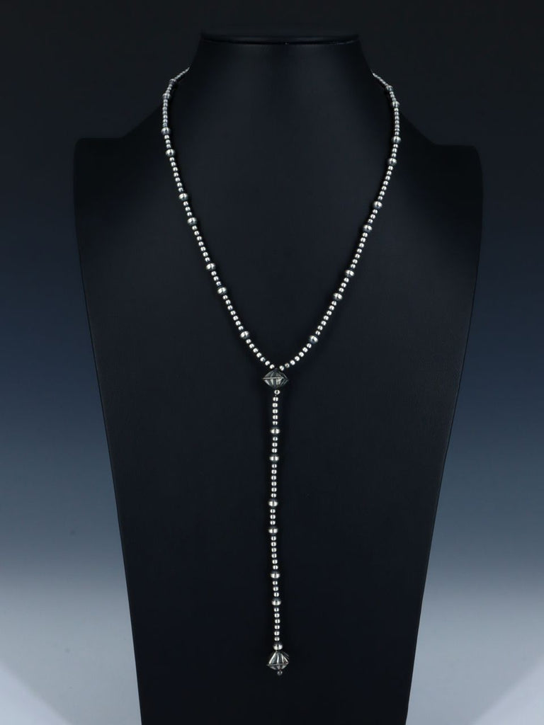 Native American Sterling Silver Bead Lariat Necklace - PuebloDirect.com