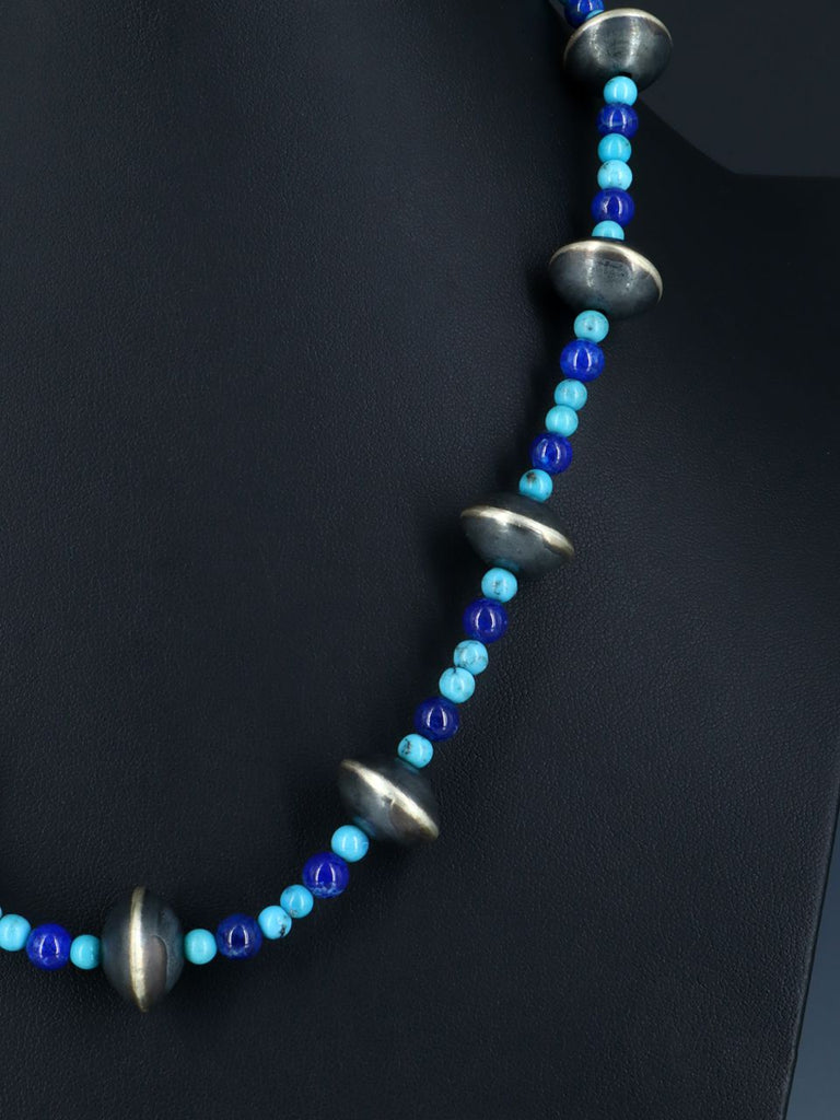 Native American Lapis and Turquoise Beaded Necklace - PuebloDirect.com