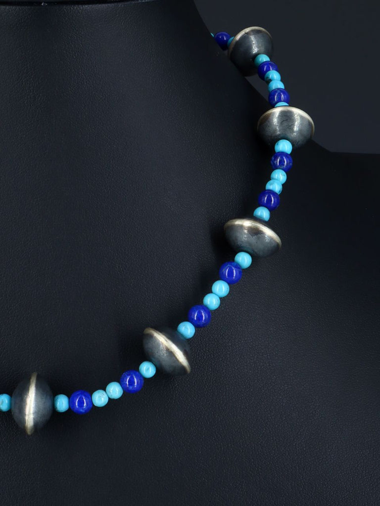 Native American Lapis and Turquoise Beaded Necklace - PuebloDirect.com