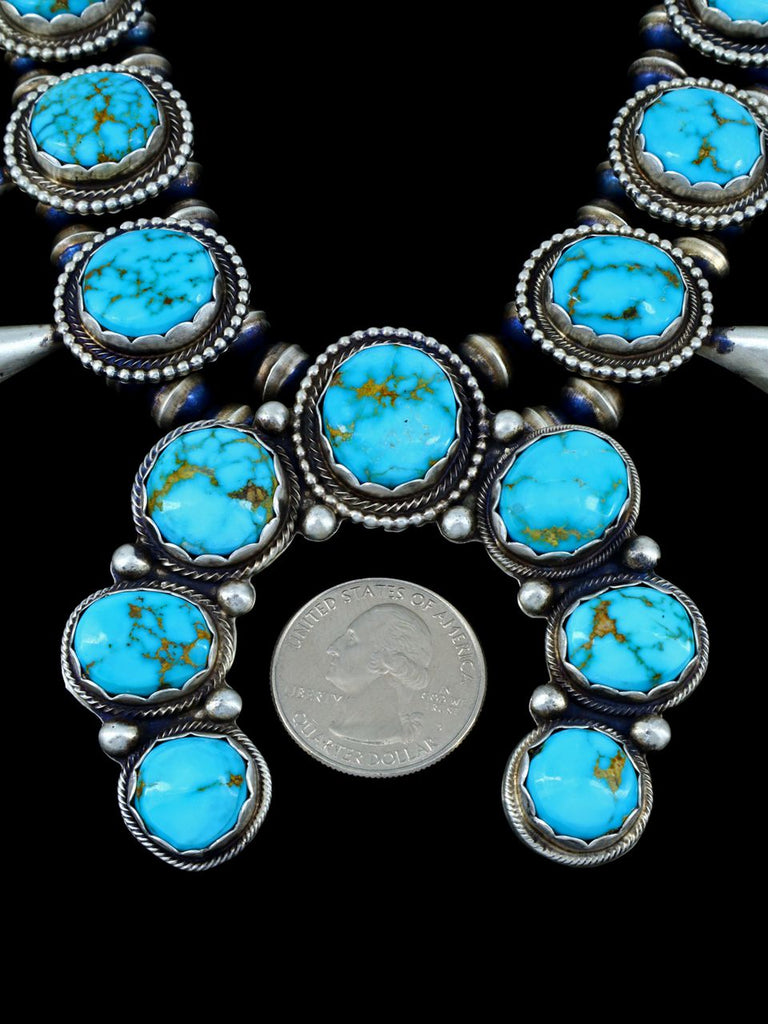 Navajo Blue Ridge Turquoise Squash Blossom Necklace - PuebloDirect.com