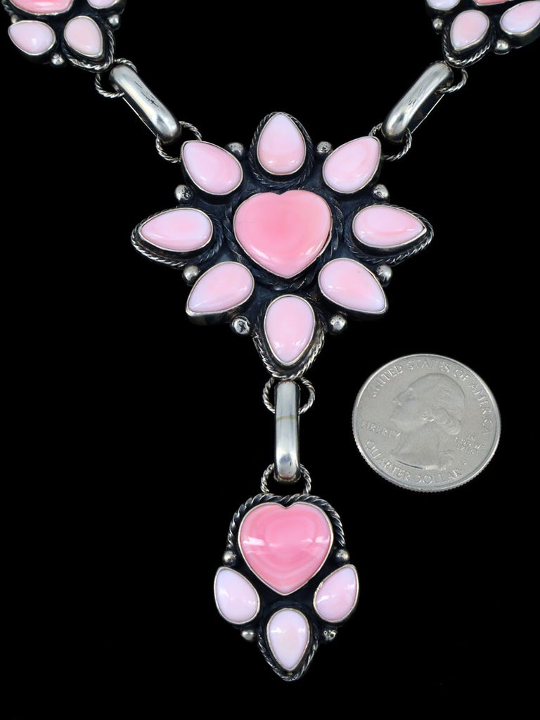 Native American Pink Conch Shell Heart Lariat Necklace Set - PuebloDirect.com