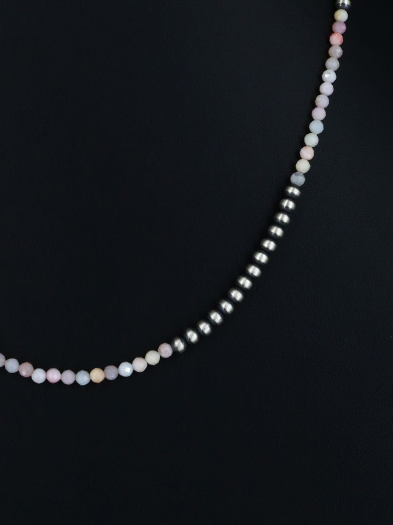 20" Navajo Jewelry Pink Conch Sterling Silver Beaded Necklace - PuebloDirect.com