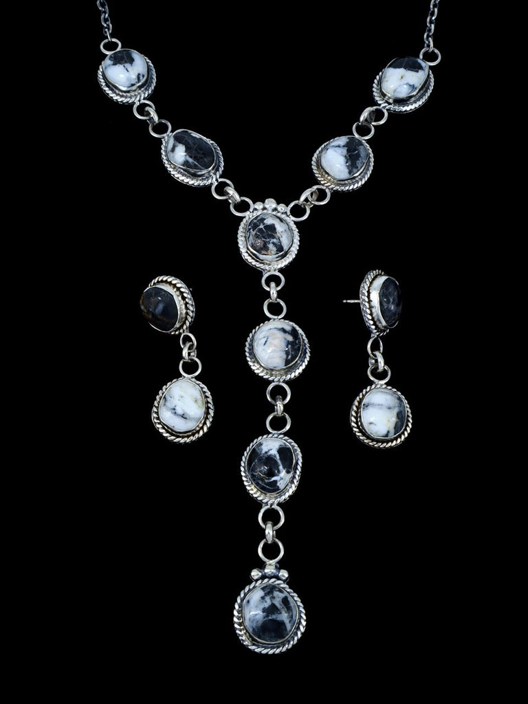Native American Jewelry White Buffalo Lariat Necklace Set - PuebloDirect.com