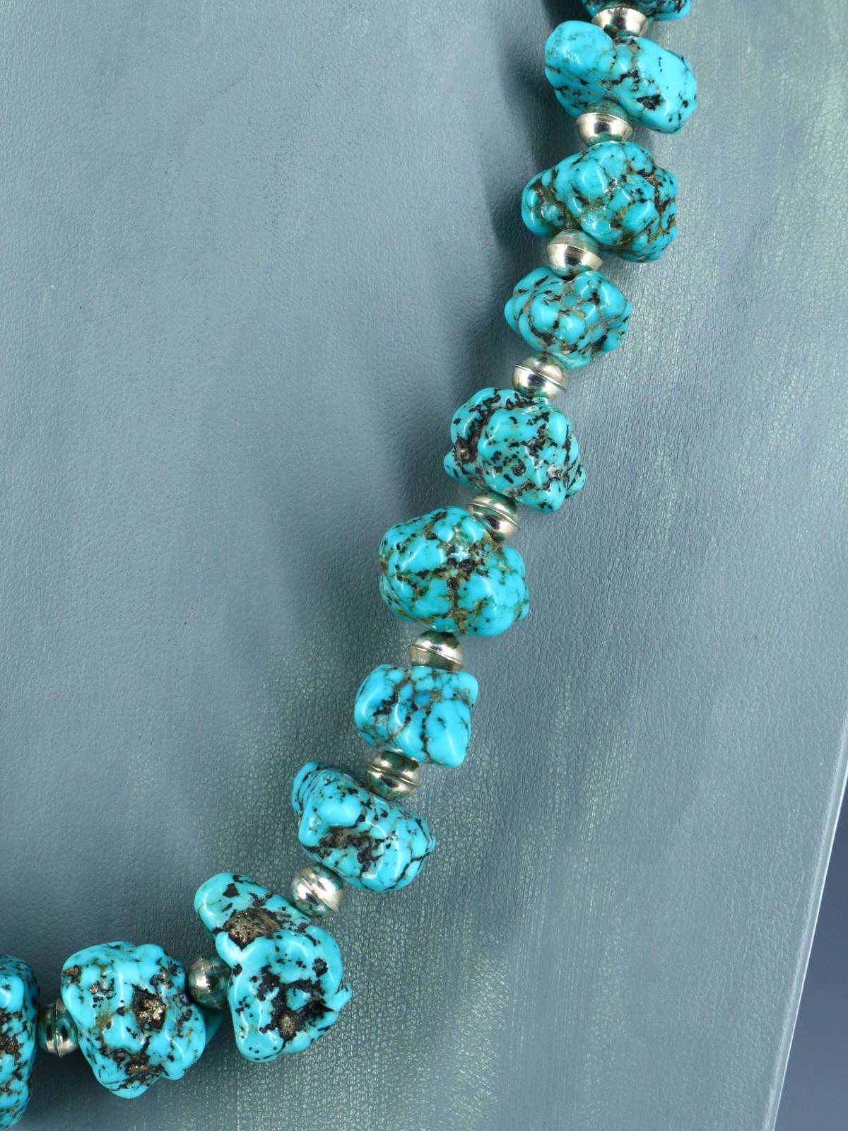 Vintage Native American Turquoise Nugget Necklace - PuebloDirect.com