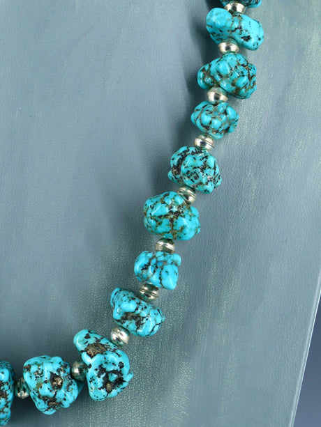 Vintage Native American Turquoise Nugget Necklace - PuebloDirect.com
