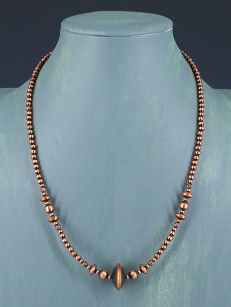 Copper Beaded Single Strand Necklace - PuebloDirect.com