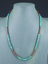 Copper and Turquoise Beaded Single Strand Necklace - PuebloDirect.com