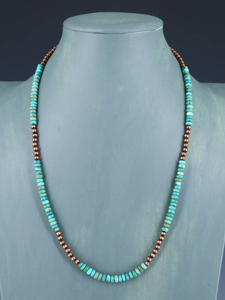 Copper and Turquoise Beaded Single Strand Necklace - PuebloDirect.com