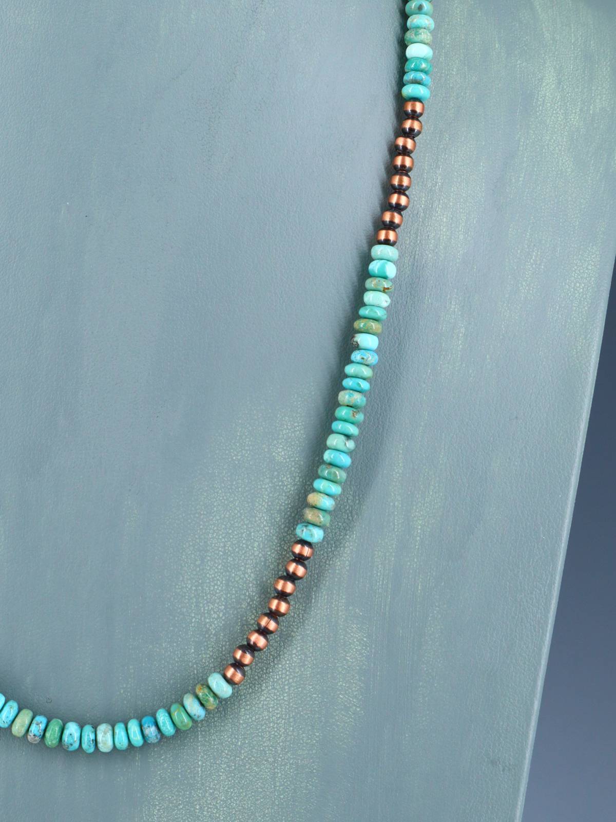 Copper and Turquoise Beaded Single Strand Necklace - PuebloDirect.com