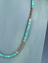 Copper and Turquoise Beaded Single Strand Necklace - PuebloDirect.com