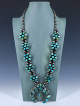 Navajo Turquoise Sterling Silver Squash Blossom Necklace - PuebloDirect.com