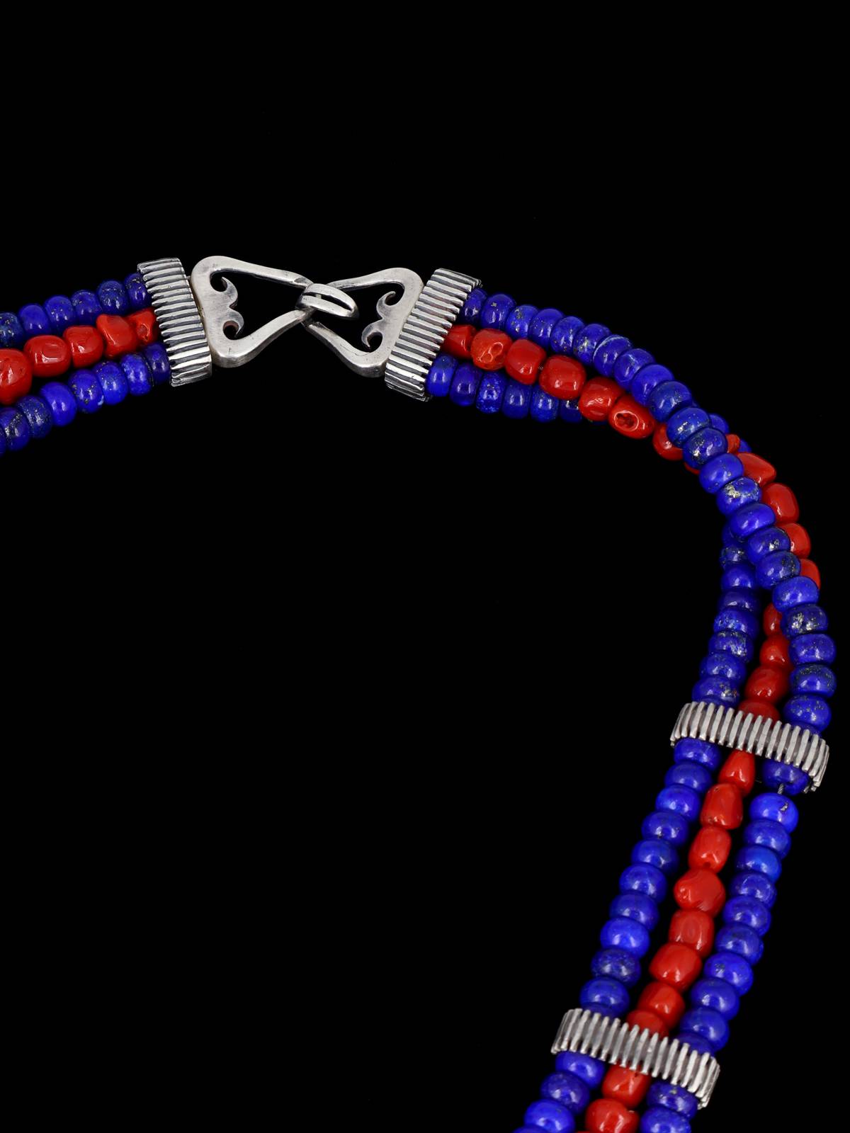 Native American Lapis and Coral Coin Necklace - PuebloDirect.com