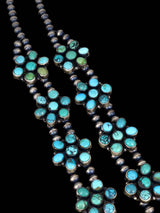 Navajo Turquoise Sterling Silver Squash Blossom Necklace - PuebloDirect.com