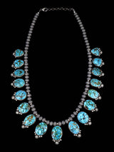 Native American Kingman Turquoise Sterling Silver Necklace - PuebloDirect.com